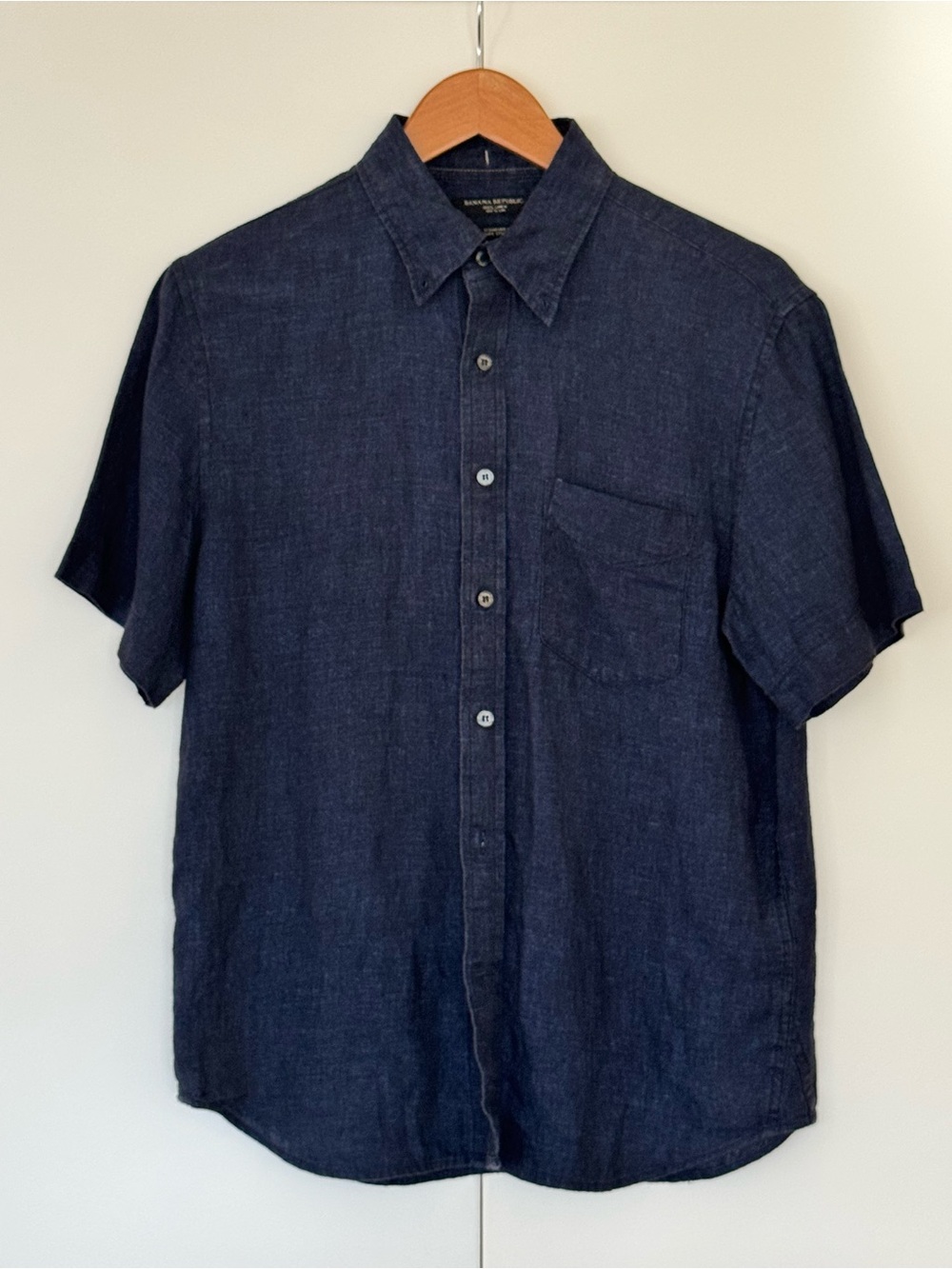 Banana Republic Linen Short‑Sleeve Shirt – Navy (Small)